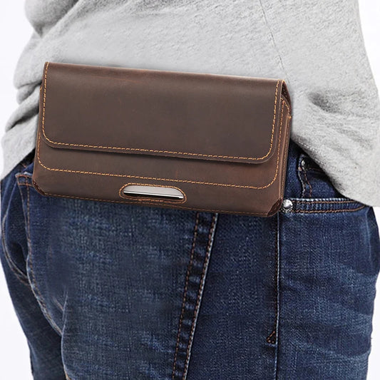 Genuine Leather Pouch For iphone 17Pro Max/17/16Pro Max/16Plus/15/15Pro Max/14Pro Max /14/13 Phone Holster Belt Clip Case Holder