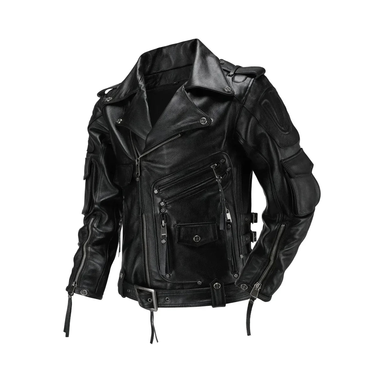 Men's Natural Leather Motorcycle Jacket Top Layer Causal Vintage Retro Moto Suit Leather Coat Dropshipping