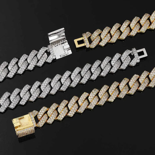 Bracelet cubain Moissanite couleur D, argent sterling 925 plaqué or blanc 18 carats, chaîne cubaine à maillons diamants pour femmes et hommes