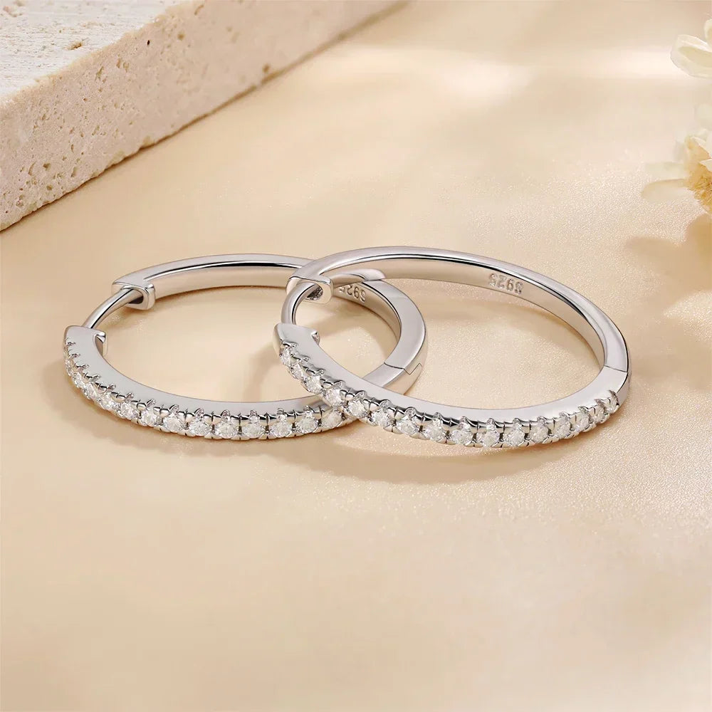 Pretty Beauty 23mm Moissanite Hoop Earrings S925 Sterling Silver for Women Wedding Party White Gold Plated Fine Jewelry Gifts