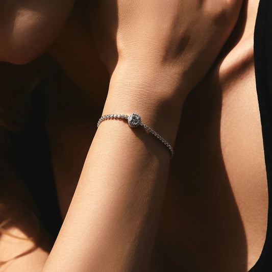 Bracelets de tennis en argent sterling 925 avec zircons cubiques transparents étincelants, bijoux fins de luxe pour femme, mariage, fiançailles