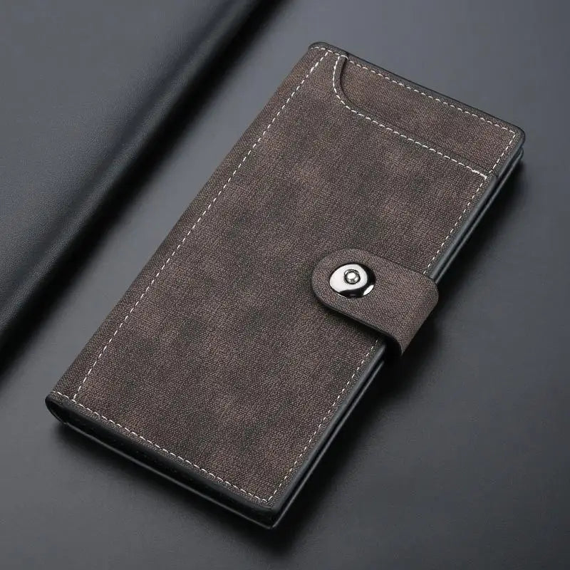 Magnetic Buckle Trifold Men Wallet PU Leather Business Casual Multi Card Holder Short Long Style Male Daily Purse Cartera Hombre