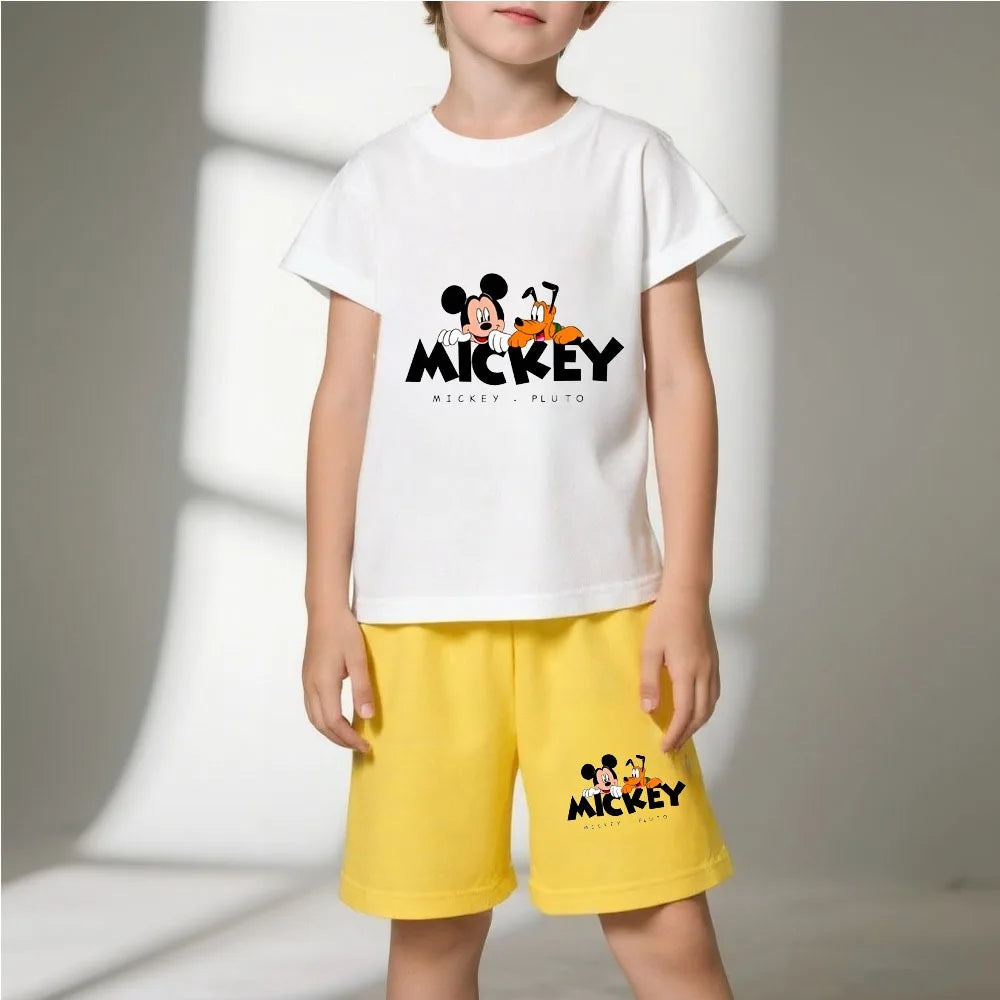 Summer New Style Boys Waffle Fabric Breathable T Shirt Sets Children Short Sleeve Top Shorts Two Piece Suit Kids Casual Outfits