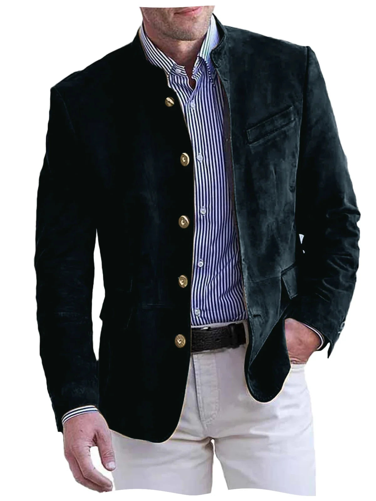 Autumn Winter Men's Casual Blazer Fashion Single-Breasted Snowflake Fleece Jacket Solid Color Daily Work Business Party Coats