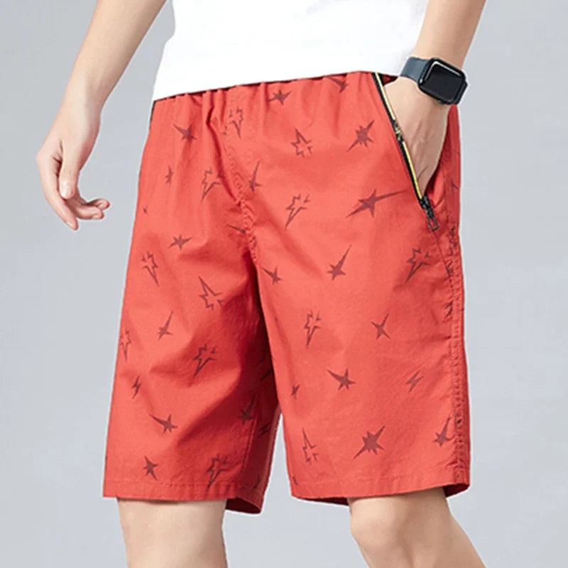 Quality Fashion Print Shorts Men Hawaii Beach Casual Shorts Outdoor Sports Elastic Waist 6XL Oversize Red Baggy Half Pants