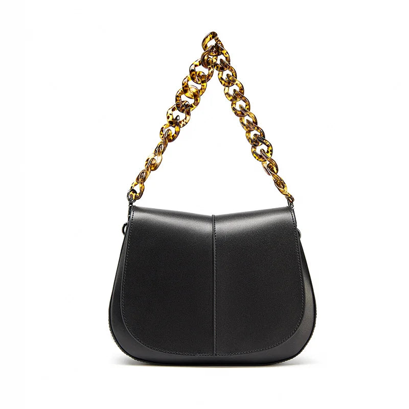 Shoulder Handbags Women Leather Texture Acrylic Chain Hand Carry Simple Female Shoulder Messenger Bags 62036