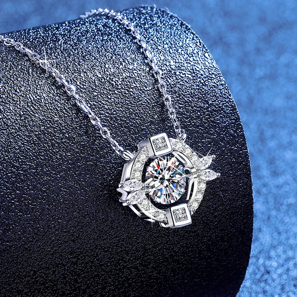 1CT Moissanite Pendant Necklace for Women Certified 925 Sterling Silver Lab Diamond Neck Chain Party Jewelry Gifts
