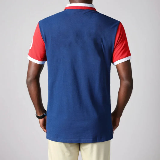 Men's polo shirt Paris France embroidery stitching color contrast classic fashion original design polo collar pure cotton