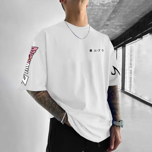 Dragon Ball Men's T-Shirt Majin Buu Japanese Anime Summer Boy Children's Short Sleeve Trend Oversize Versatile Parent-Child Wear