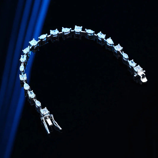 Bracelet de tennis en moissanite taille poire ovale marquise pour femme et homme, en argent 925, passe le test du diamant