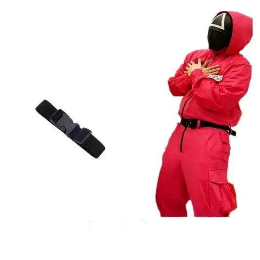 Kids Red Game Jumpsuit Cosplay Party Tracksuit Outfits Props Role Play Classic Costume Belt Full Mask Set