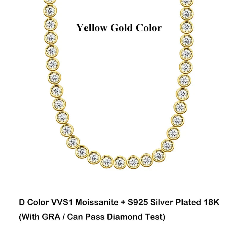 Luxury Bubble 2/3mm D Color Full Moissanite Tennis Necklace for Women S925 Silver Plated 18K Diamond Neck Chain Necklaces