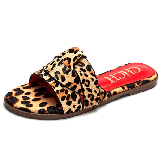 Women's Slippers Luxury brand PU Material Outdoor Flat Bottom Beach Tourism Summer Women's Slippers 2024 summer
