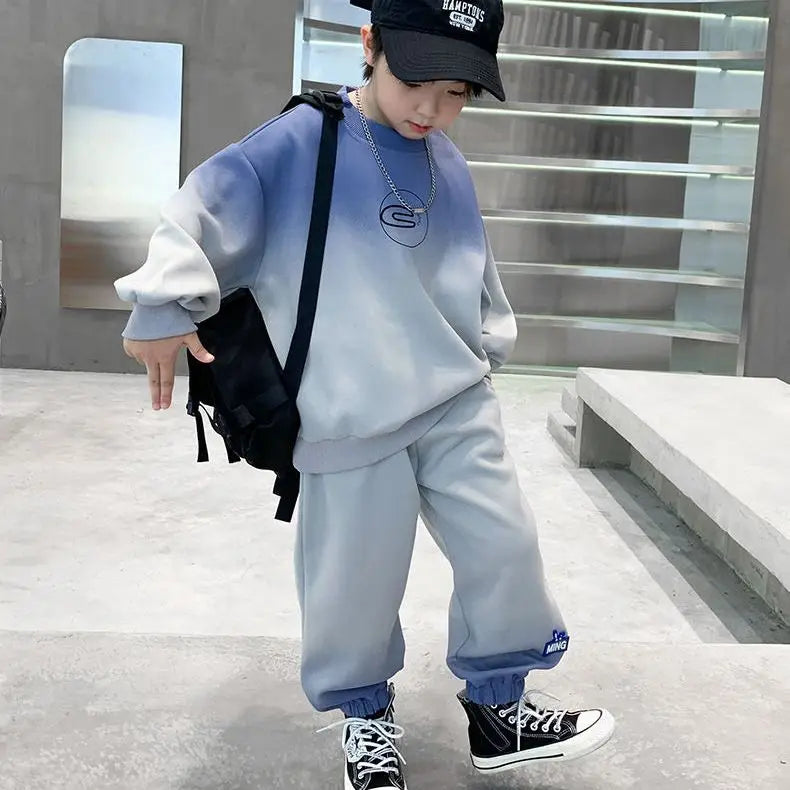 Print Sweatshirt Set Boy Autumn Winter Boys Sets Children's Clothing Top Bottom Costume Child Kids Clothes Suit Boy's 4 Years