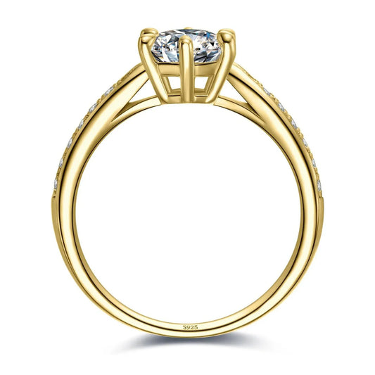 Classic 1-carat Moissanite Ring with Certificate Laboratory Diamond Rings Women Wedding Jewelry 18K Gold Plated S925 Silver