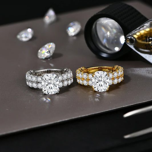 Luxury Cushion Cut 10*8mm Moissanite Diamond Rings For Women S925 Sterling Silver Engagement Jewelry Gift Top Quality