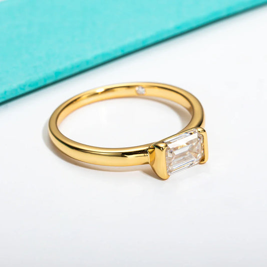 1 Carat Emerald Cut D Color Moissanite Ring 925 Sterling Silver Engagement Wedding Rings For Women Wholesale
