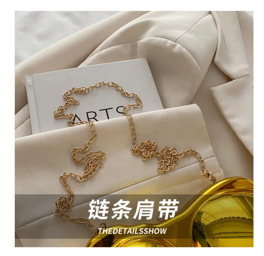 Party Purse Chest Shape PVC Bag For Women 2025 Mini Crossbody Bag Metal Chain Shoulder Bag Luxury Gold Silvery Lipstick Pouch