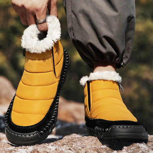 New Fashion Men's Boots Winter Plush Men Snow Boots Warm Fur Ankle Boots Outdoor Non-slip Sneakers Winter Casual Boots Size 46