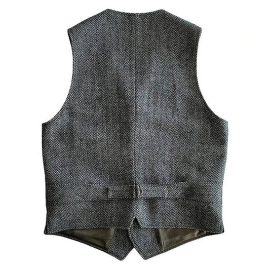 Men Vest Green Herringbone Single Button V Neck Waistcoat For Wedding Banquet Business Office Work Daily Casual Men Suit Vest