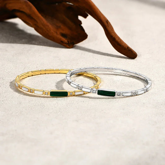 Bracelet de luxe en malachite synthétique et moissanite, nouvelle manchette 2025 pour femmes et hommes, en argent sterling 925, cadeau de fiançailles