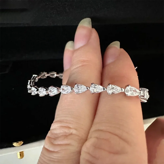 Bracelets de tennis en moissanite et diamants taille poire 3*5mm avec certificats, en argent sterling 925, forme goutte d'eau, pour femmes et hommes