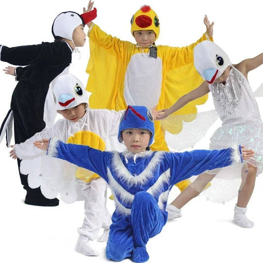 Kids Adults Animal Bird Oriole Parrot Swallow Eagle Woodpecker Cosplay Fancy Dress Jumpsuit Costume Gifts Set Halloween