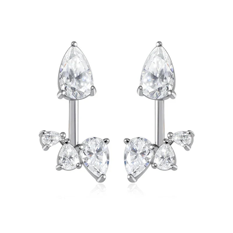18k Plated Pear Cut 100% All Moissanite Stud Earrings for Women Girls Water Drop Luxury Ear Jewelry 925 Sterling Silver