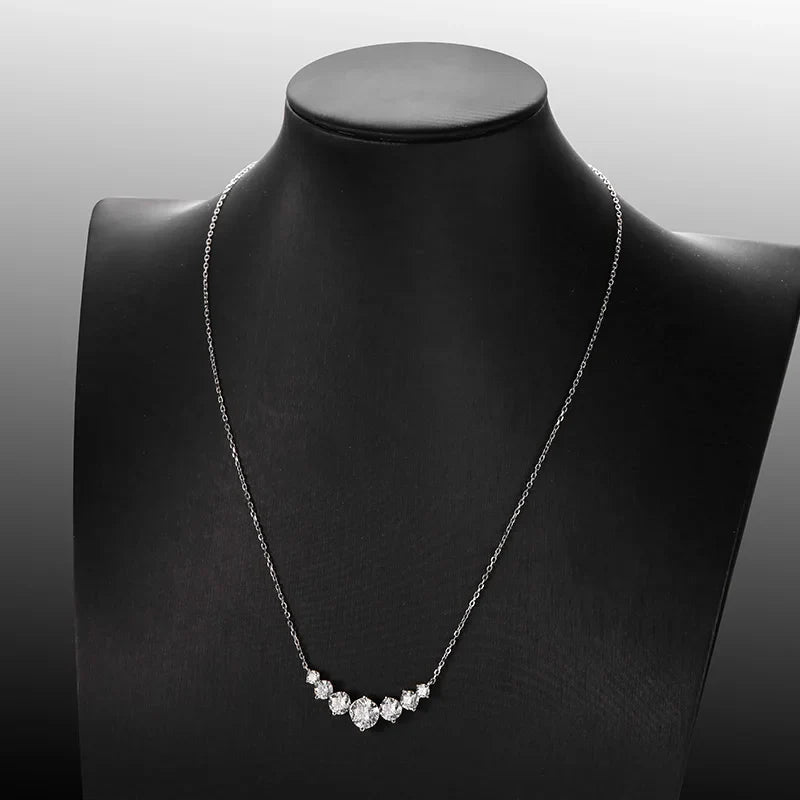 1.7-5CTTW All Moissanite Necklace for Women Smile Princesses Sparkling Diamond Pendant S925 Sterling Silver Plated PT950