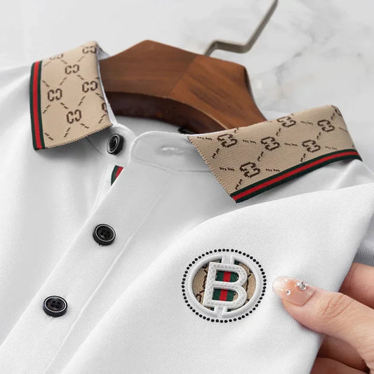 2025 New Summer Men's Business Leisure High end Fashion Boutique Embroidery Original Design Top Short sleeved Polo Shirt