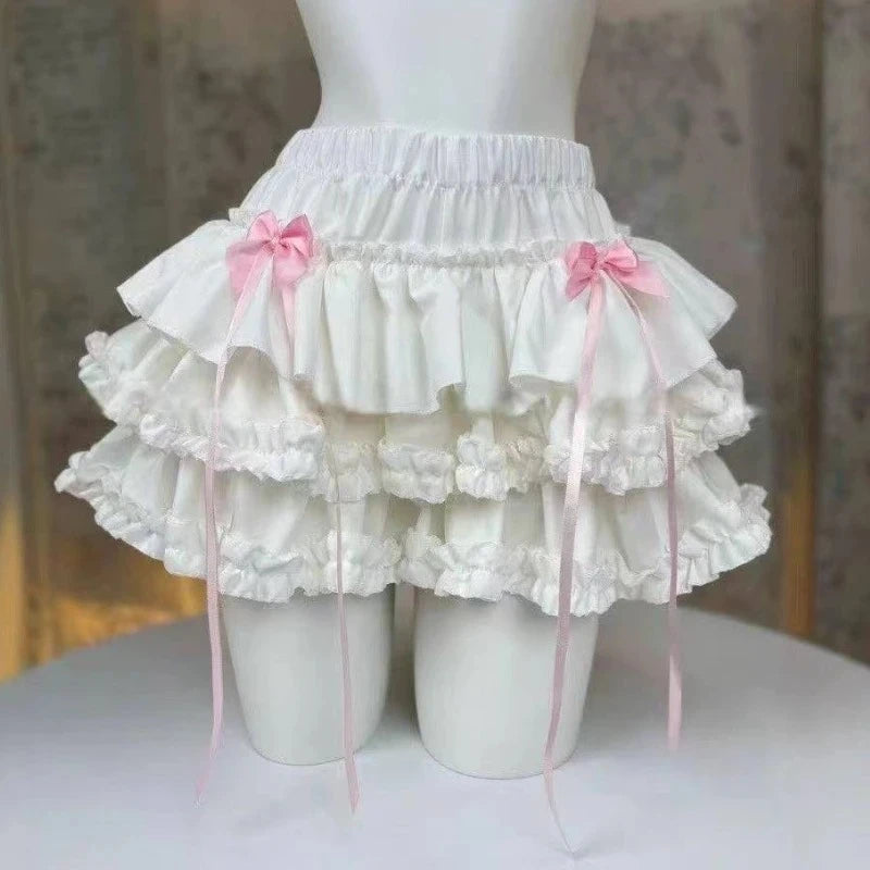 Mini Cake Skirt Lolita Princess Vintage Sweet Kawaii Lace Ruffle Bottom Y2k Harajuku Ladies Party Daily Faldas Mujer