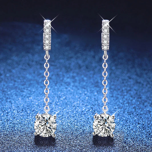 1 Carat D Color Moissanite Diamond Drop Earrings 925 Silver with White Gold Plated Charm Earrings For Women Wholesale