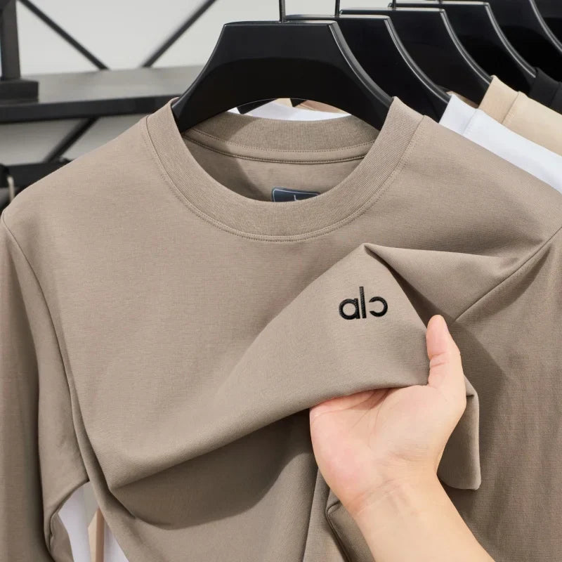 Fashionable Spring and Autumn New Comfortable Round Neck T-shirt High End Men's Bestselling Letter Embroidered Long Sleeve Top