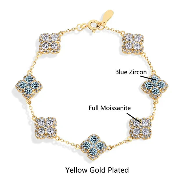 S925 Sterling Silver Full Moissanite Bracelets D VVS1 Lab Diamond for Women 18k Gold Plated Engagement Jewelry Gift