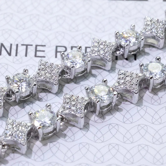 ICEBLING Bijoux Hip Hop Argent massif 925 Bracelet étoile D VVS Moissanite Diamant en grappe Chaîne Tennis 6mm pour Hommes Femmes