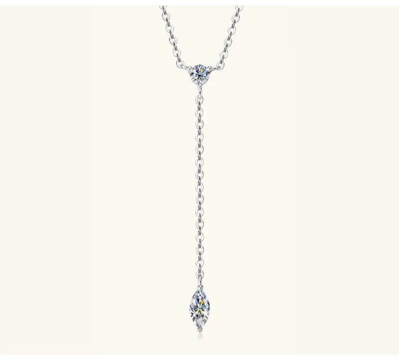 0.4cttw Marquise/round Cut Moissanite Necklace for Women D Color Luxury Pendant 925 Sterling Silver Jewelry Wholesale