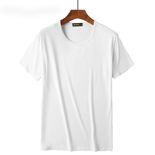 2 Piece Lots 95% Bamboo Fiber T Shirt Men Short Sleeve Tee Solid Color Summer Tops Plain Tshirt Crew Neck White Gym Clothing New