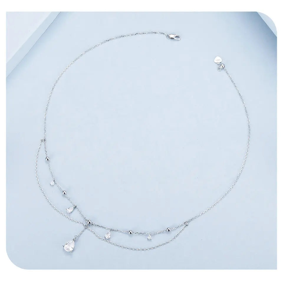 925 Sterling Silver White Gold Plated Sun and Moon Necklace Energy Pendant Neck Chain for Women Party Fine Jewelry Gift