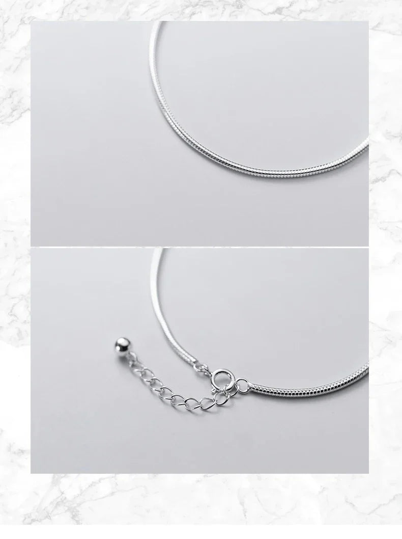 Hight Quality 100% 925 Sterling Silver Fashion Classic Snake Chain Bracelet Anklet Link for Women Fine Jewelry Bijoux