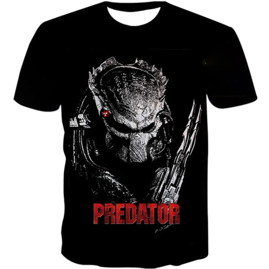 Creative Horror Design Predator 3D Printing Summer Fashion Leisure Cool Personality Street Style Short Sleeve