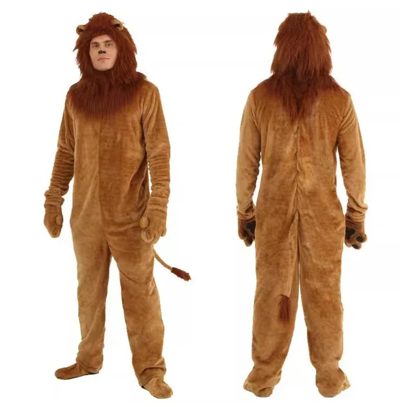 Child Deluxe Lion King Costume Baby Kid Adult Furry Animal Carnival Party Halloween Cosplay Costume Fancy Movie Role Jumpsuit