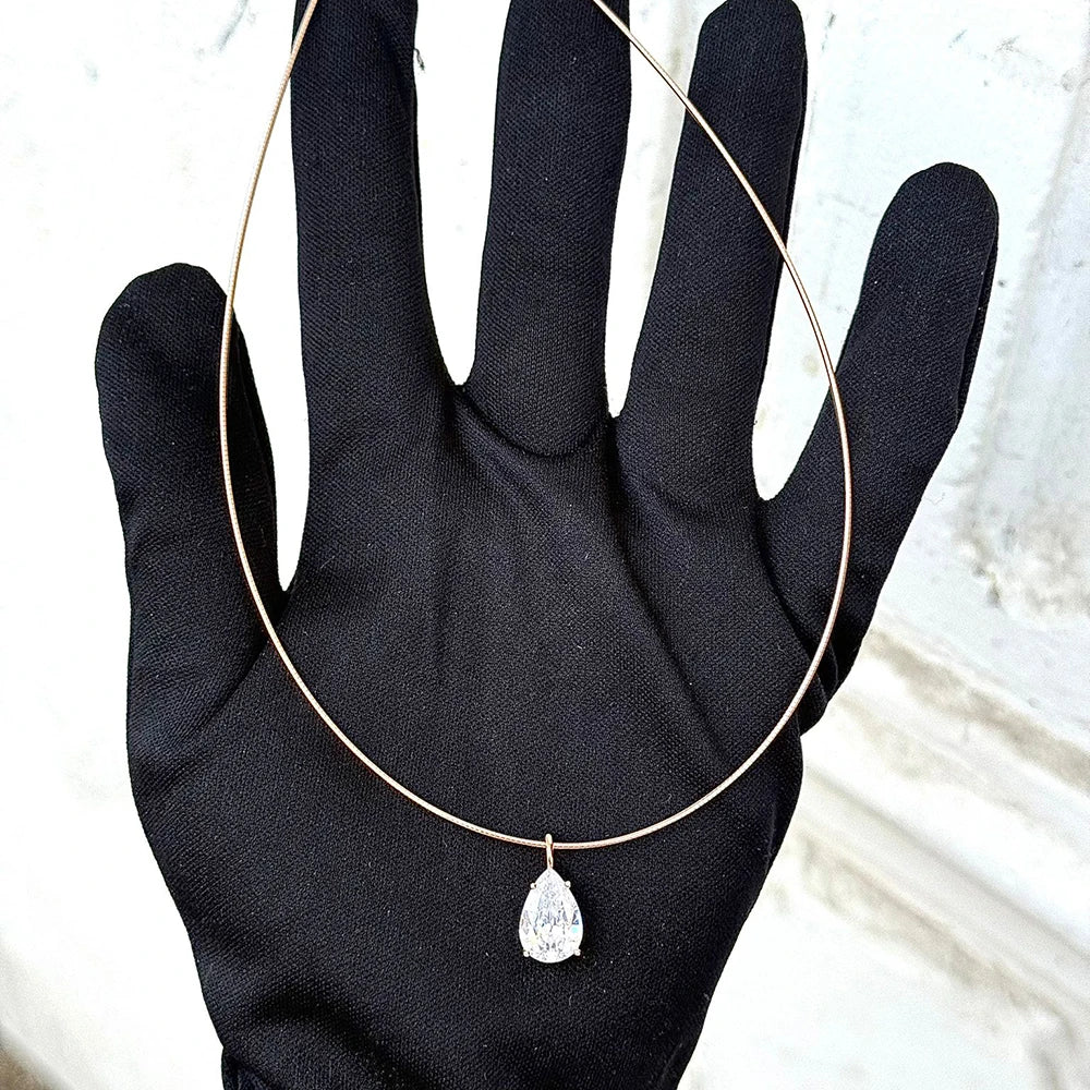 1.8carat Solitaire Pear Cut Moissanite Diamond Pendant Necklace 925 Sterling Silver Waterdrop Shape Necklaces Choker for Women
