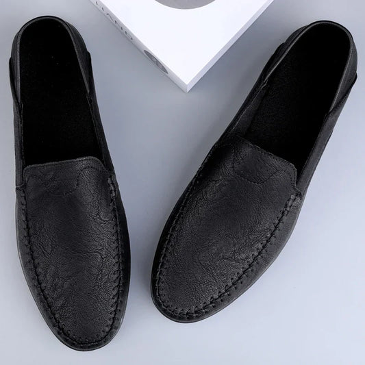 Men's casual leather shoes four seasons plus size soft sole comfort outdoor fashion youth business leather shoes driving shoes