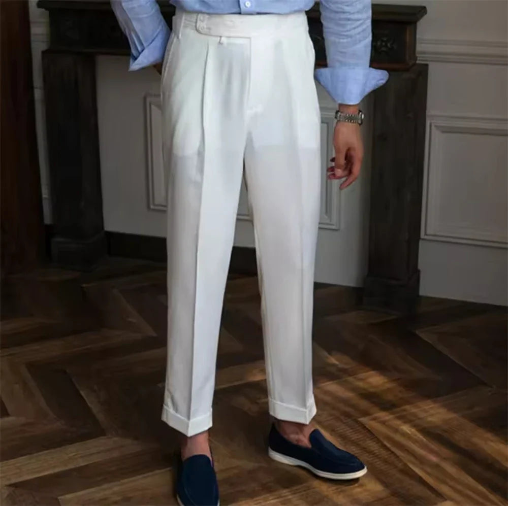 Leisure Men's Pants Suit Slim Fit Trousers Formal Waistline For Wedding Party Business Suit Pants Spring Summer Office