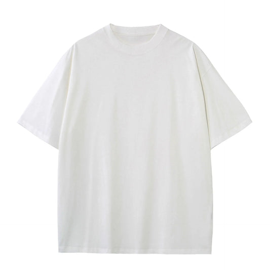 230gsm High Quality Oversized Heavy Tops T-shirt for Men Short Sleeve Tee Cotton Solid Color Trend Leisure Green White Black
