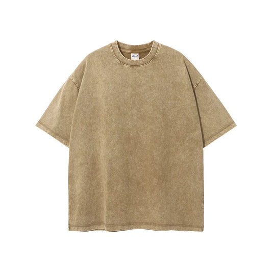 New Summer Batik Washed T-Shirts For Men Unisex Retro Loose High Street 275gsm Cotton T Shirt Brand Design HY0594