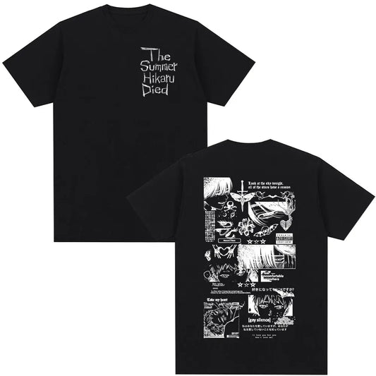 Anime The Summer Hikaru Died Hikaru Yoshiki Manga Short Sleeve T-shirts Men Women Fashion Cotton Casual Oversized T Shirt Couple