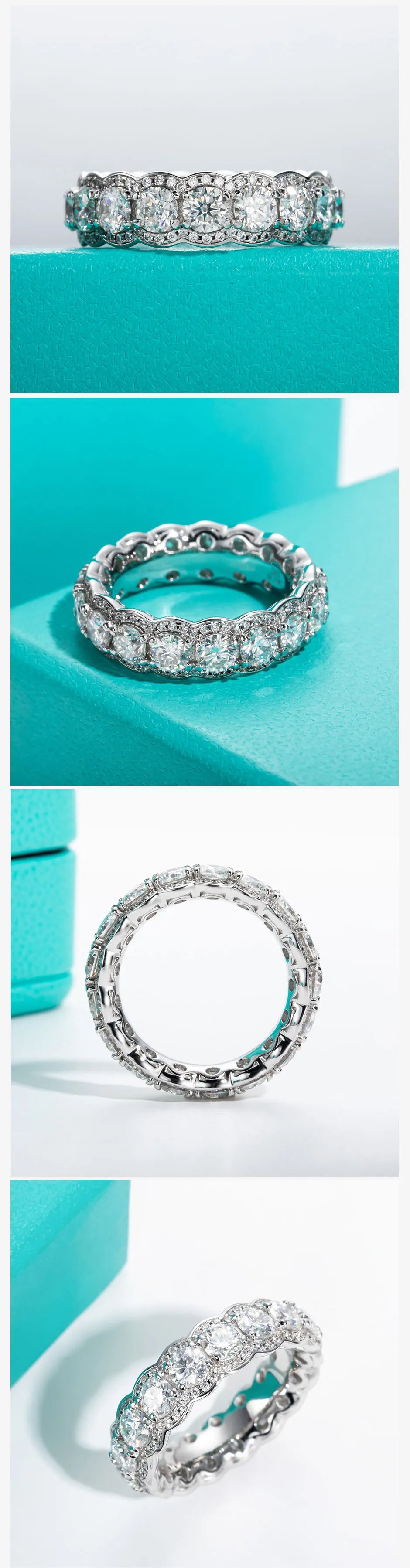 4mm 5.5cttw D Color Moissanite Wedding Band Ring 925 Sterling Silver Eternity Band Rings For Women Jewelry Wholesale