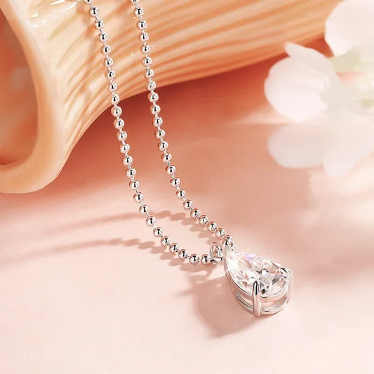 2CT 3CT 5CT 6CT Pear Cut Moissanite Necklace for Women Classic Pendant Sterling Silver 925 Plated 18K Jewelry Wholesale