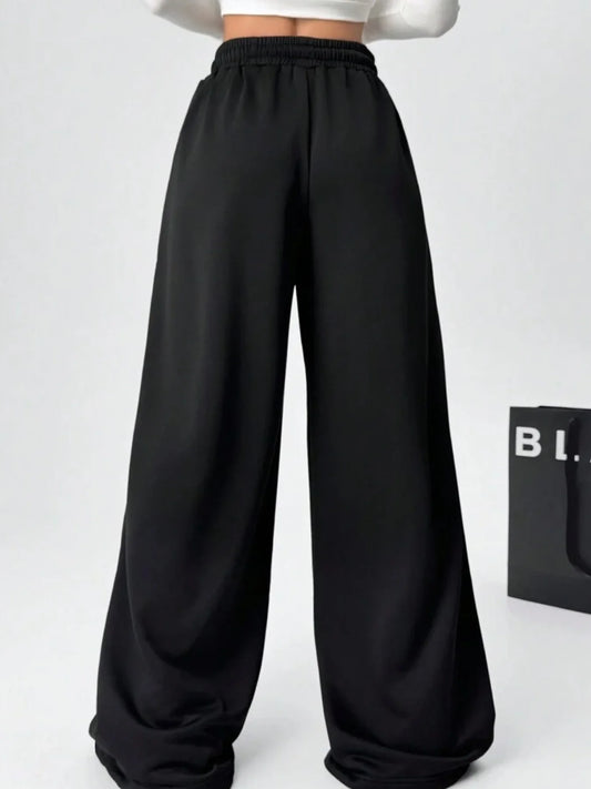 Women's Plus-size Fleece Sweatpants for Autumn and Winter Warm Casual Loose Stylish and Versatile Streetwear Trendy Oversized